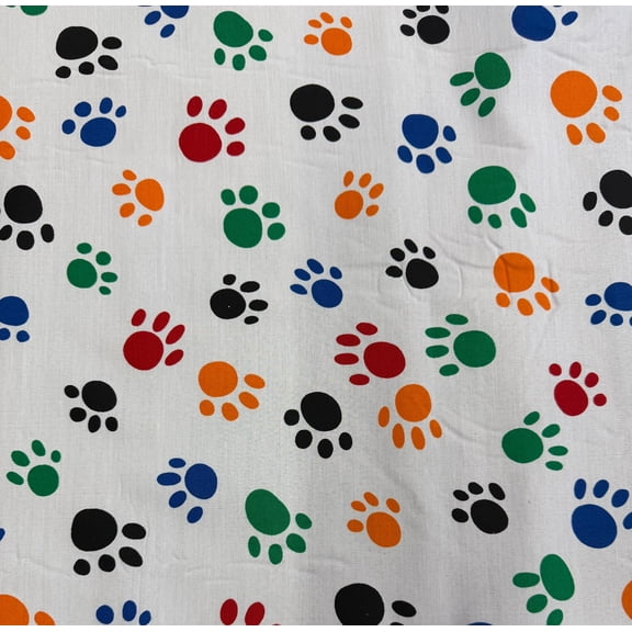 Sedona Designz 60" Wide Dog Paw Print Fabric – 100% Polyester Fabric by The Yard – Pet Paw Pattern Fabric for Sewing, Crafts, Pet Accessories, Apparel, Home Décor & DIY Project - Multicolor Paw Print