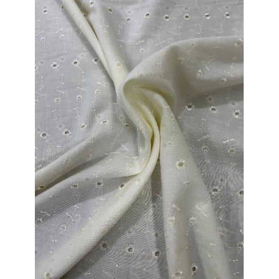 Sedona Designz 60" Wide Poly Cotton Broadcloth All Over Embroidery Eyelet Fabric by The Yard – Soft & Versatile for Apparel, Home Décor & Crafting