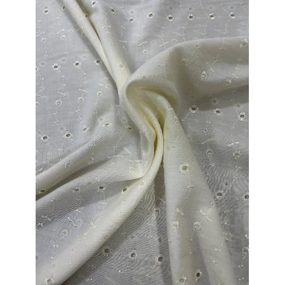 Sedona Designz 60" Wide Poly Cotton Broadcloth All Over Embroidery Eyelet Fabric by The Yard – Soft & Versatile for Apparel, Home Décor & Crafting