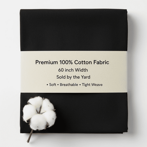 Sedona Designz 60 Inch Wide 100 Percent Cotton Fabric by the Yard Soft Black Material