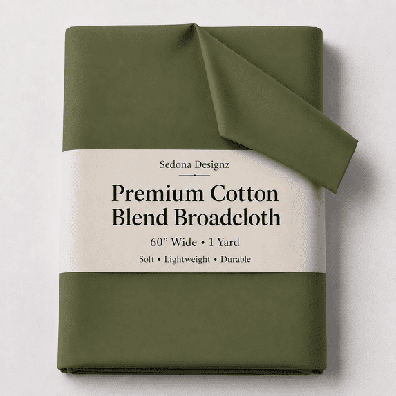 Sedona Designz 60" Wide Poly Cotton Material by the Yard for Sewing, Olive Green