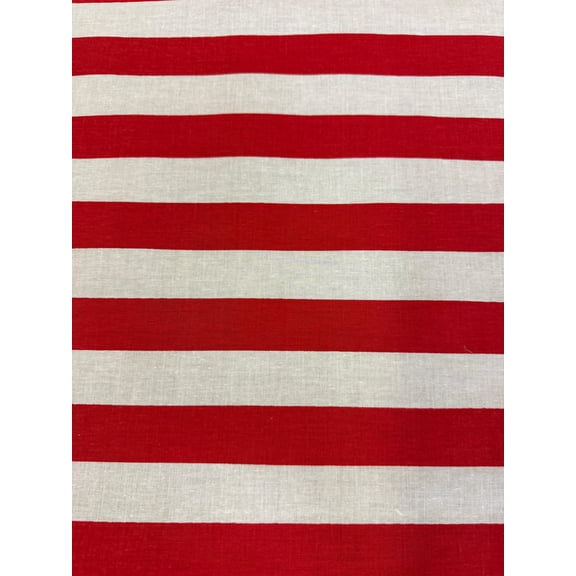 Sedona Designz 60" Wide Red/White 1" Stripe Poly-Cotton Broadcloth Fabric – Lightweight Woven Fabric for Apparel, Crafts, Décor, Table Covers & Sewing Projects