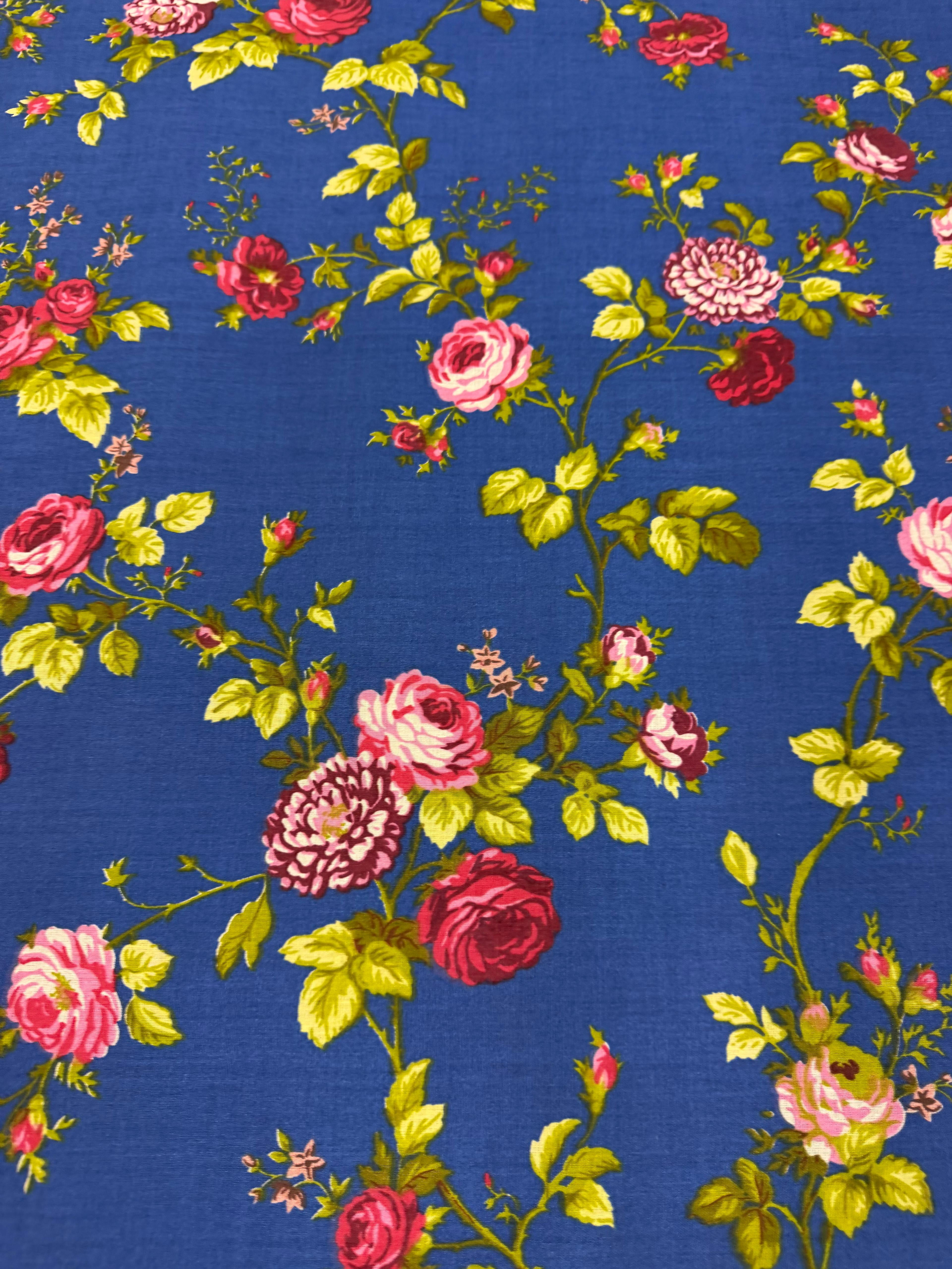 Sedona Designz 60" Wide Rose Print Polycotton Broadcloth Fabric – 50/50 Cotton Polyester – Soft, Lightweight Fabric for Dresses, Crafts, Quilting, Home Décor & Sewing Projects