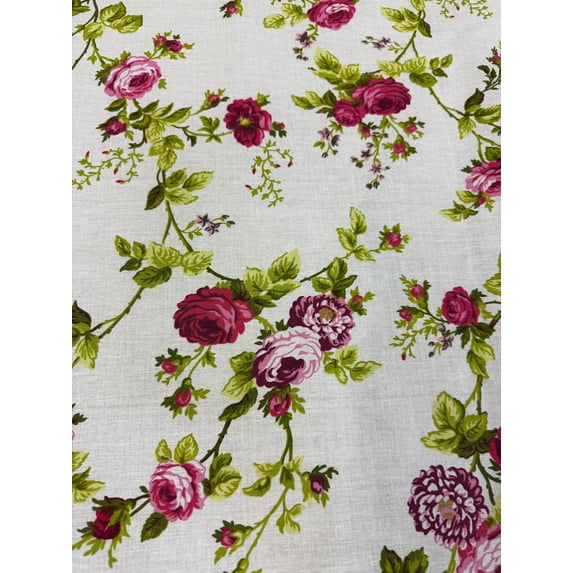 Sedona Designz 60" Wide Rose Print Polycotton Broadcloth Fabric – 50/50 Cotton Polyester – Soft, Lightweight Fabric for Dresses, Crafts, Quilting, Home Décor & Sewing Projects