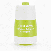 Sedona Designz 6000 Yard Spool White Sewing Thread 100 Percent Polyester All Purpose Overlock Cone