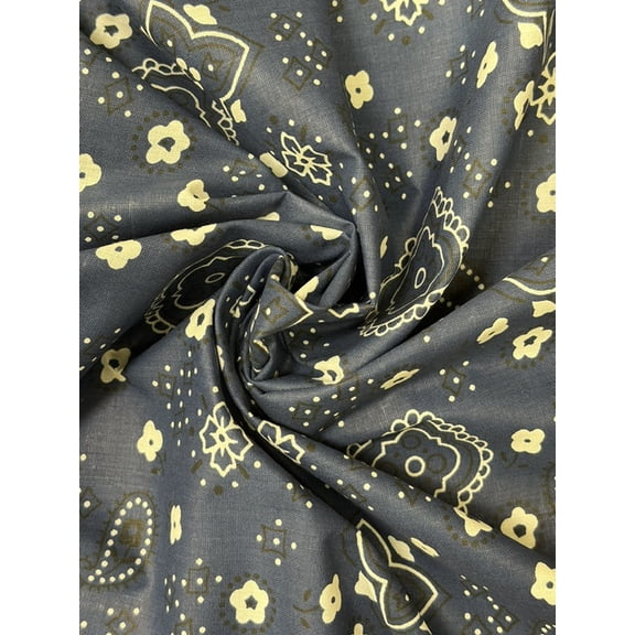 Sedona Designz Bandana Print Poly Cotton Fabric – 58" Wide, Soft & Breathable Material – Durable & Wrinkle-Resistant for Crafts, Apparel & DIY Projects
