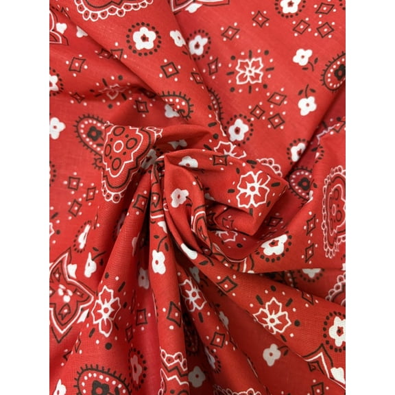 Sedona Designz Bandana Print Poly Cotton Fabric – 58" Wide, Soft & Breathable Material – Durable & Wrinkle-Resistant for Crafts, Apparel & DIY Projects