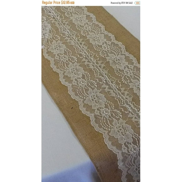 Sedona Designz Burlap & Lace Table Runner, 12" W X 84" L, Ivory Lace