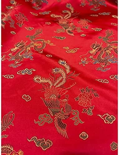 Sedona Designz Chinese Dragon Brocade Fabric by The Yard | 45" Wide, 100% Polyester, Luxurious & Vibrant for Costumes, Quilting, Decor, and Crafts
