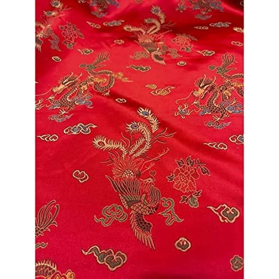 Sedona Designz Chinese Dragon Brocade Fabric by The Yard | 45" Wide, 100% Polyester, Luxurious & Vibrant for Costumes, Quilting, Decor, and Crafts