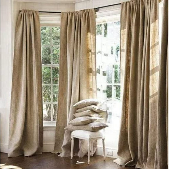 Sedona Designz, Inc. 100% Natural Jute Burlap Panel Drape Backdrop Window Curtains Set - 60" x 108" (2 Curtains)