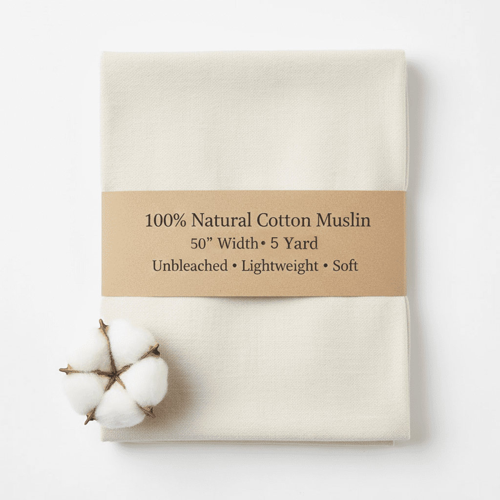 Sedona Designz 100 Percent Cotton Muslin Fabric 50 Inch Wide Unbleached 5 Yard for Sewing Quilting Crafts and Home Decor