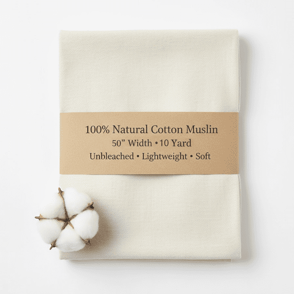 Sedona Designz 100 Percent Cotton Muslin Fabric 50 Inch Wide Unbleached 10 Yards for Sewing Quilting Crafts and Home Decor - Sold By Yard