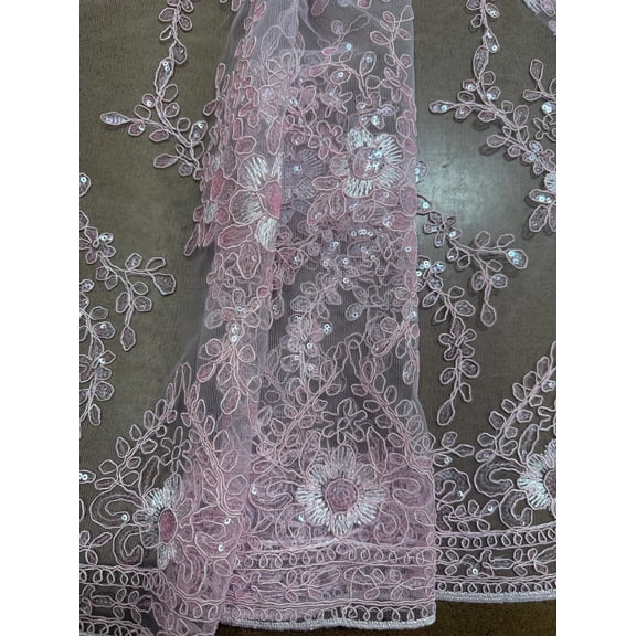 Sedona Designz Princess Lace Fabric – 48/50" Wide Embroidered Floral Lace with Scalloped Edges – Elegant Bridal, Wedding Dress, Evening Gown & Decorative Lace Material