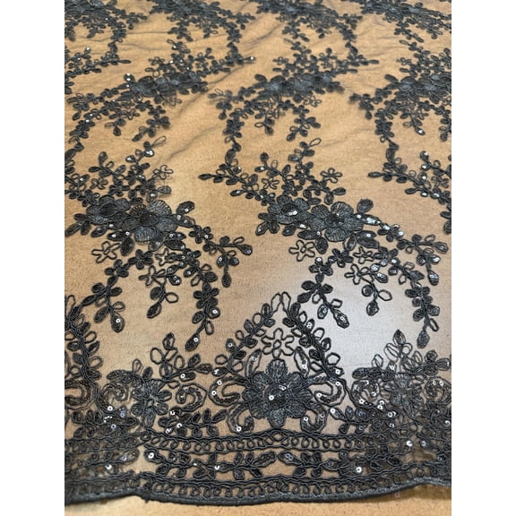 Sedona Designz Princess Lace Fabric – 48/50" Wide Embroidered Floral Lace with Scalloped Edges – Elegant Bridal, Wedding Dress, Evening Gown & Decorative Lace Material