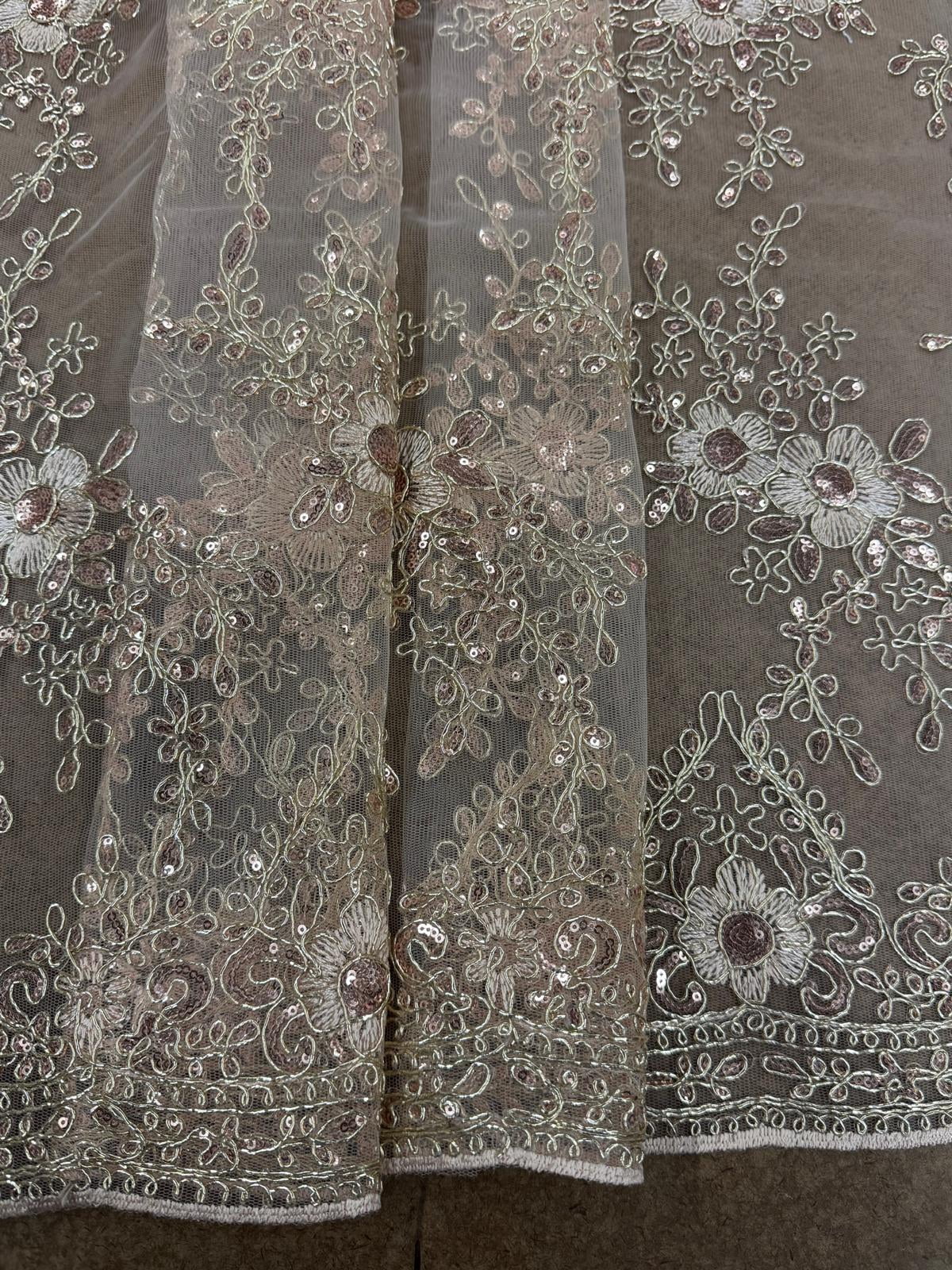 Sedona Designz Princess Lace Fabric – 48/50" Wide Embroidered Floral Lace with Scalloped Edges – Elegant Bridal, Wedding Dress, Evening Gown & Decorative Lace Material