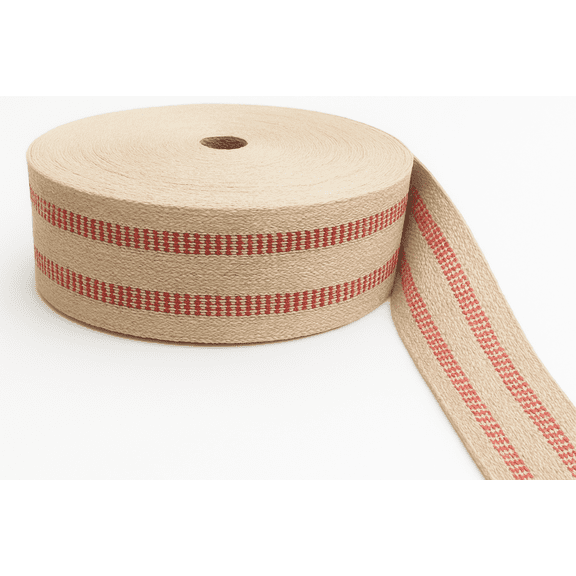 Sedona Designz Red Jute Webbing Tape – 3.5" Wide, Heavy-Duty 11 lbs – 100% Natural Linen Jute for Chair Repair, Upholstery, Crafting, Rustic Ribbon & Décor - 72 Yards