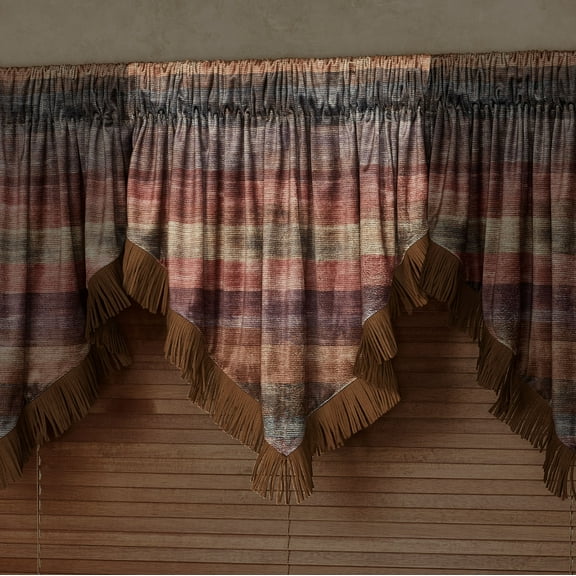 Sedona Fringed Ascot Valance Multi Warm 40 x 21 Fringed Ascot Valance 40 x 21 Inches