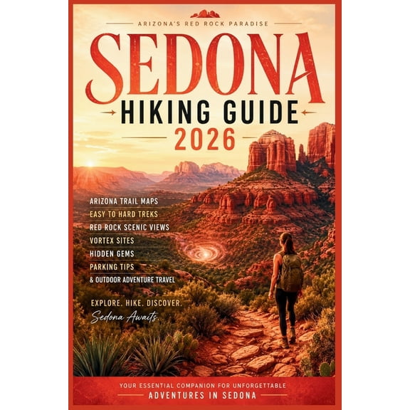 Sedona Hiking Guide 2026: Arizona Trail Maps, Easy to Hard Treks, Red Rock Scenic Views, Vortex Sites, Hidden Gems, Park, (Paperback)