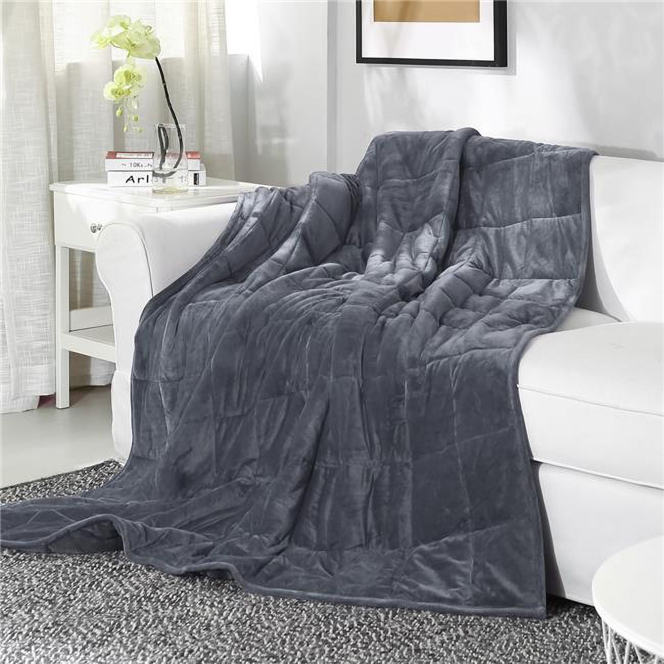 Sedona House Silky Velvet 15lb Weighted Blanket for Adults, Reversible