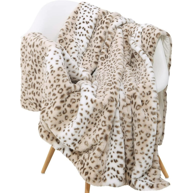 Sedona House Cheetah Print Throw Blankets Faux Fur Extra Large Throw Blanket 60x70inches Bed Blanket Sand Leopard Printing