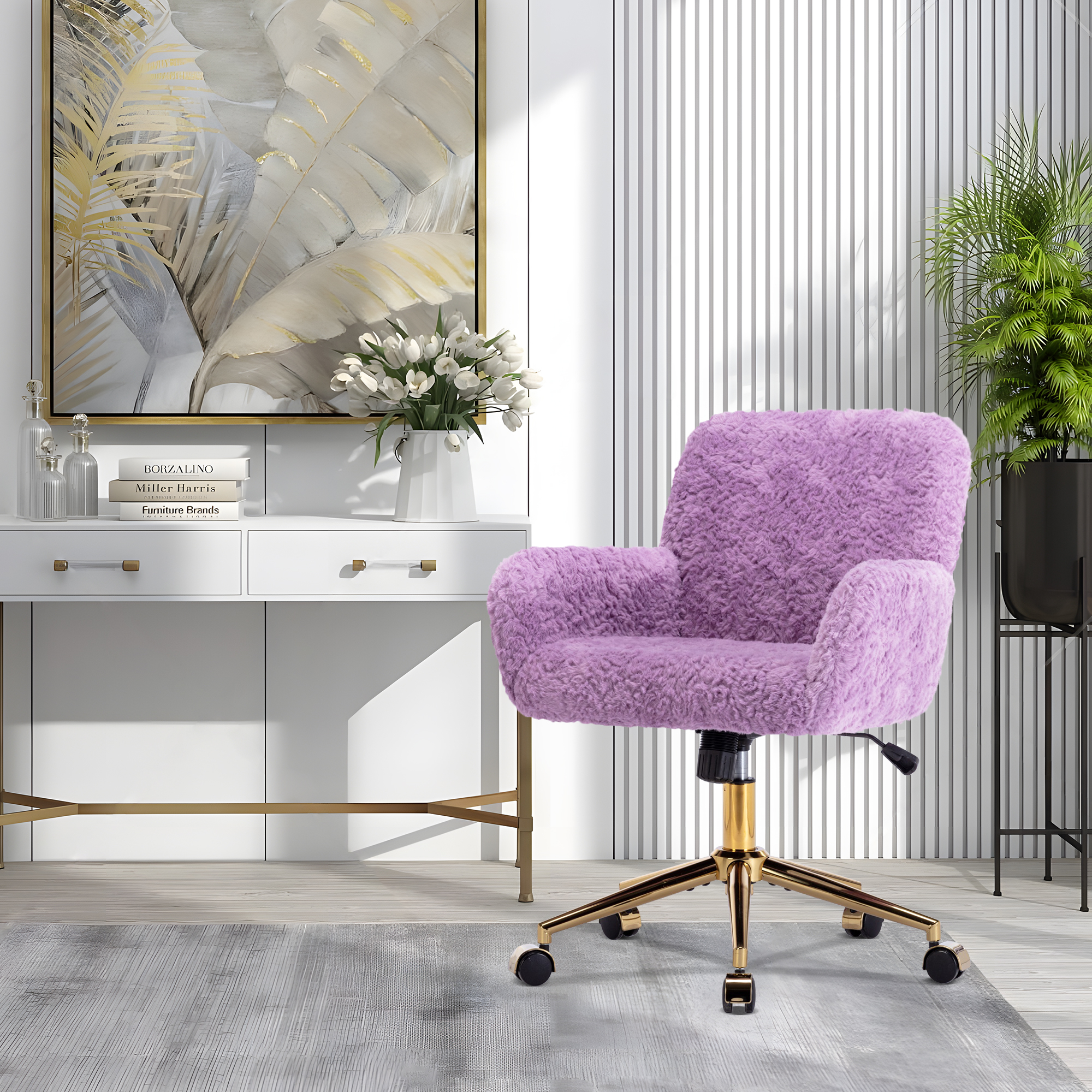 Sedona House Upholstered Home Office Chair with Golden Metal Base ...