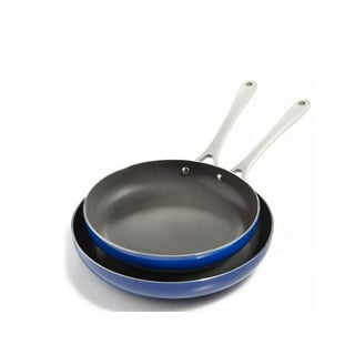 8 In. Ceramic Aluminum Nonstick Frying Pan In Sapphire Blue With Lid, Eppmo