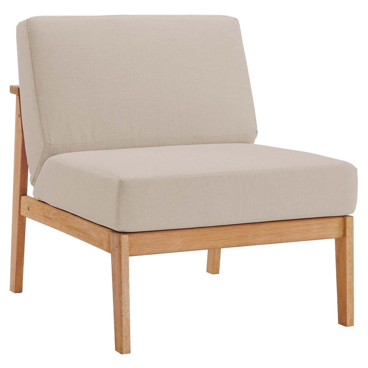 Natural Taupe Eucalyptus Wood Outdoor Armless Chair