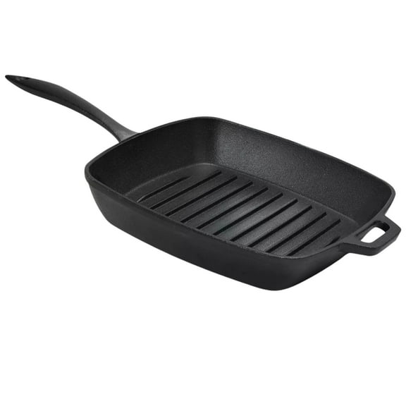 Sedona Pro 10" Cast Iron Grill Pan Black Nonstick Griddle for Meat, Fish, and Vegetables - Indoor/Outdoor BBQ Use for Home Grilling, Frying, Sauteing Pre-Seasoned Square Skillet 1 Count