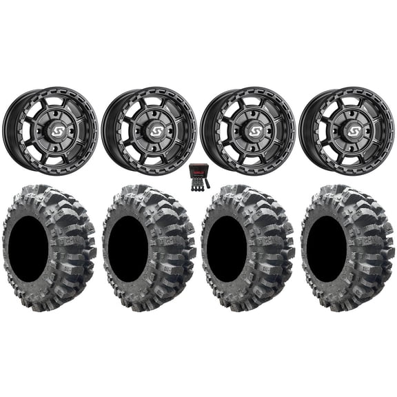 Sedona Rift 14" Wheels Black 27" Bogger Tires Sportsman 550 850 1000