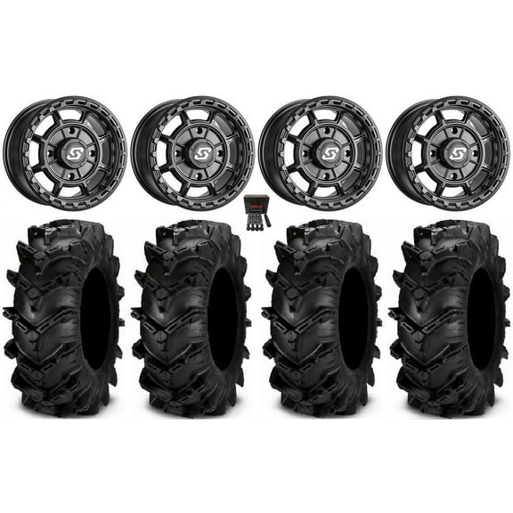 Sedona Rift 14" Wheels Black 27" Cryptid Tires Can-Am Maverick X3 / Honda Pioneer 1000 / Talon
