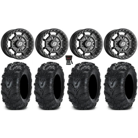 Sedona Rift 14" Wheels Black 27" Mud Lite II Tires Can-Am Maverick X3 / Honda Pioneer 1000 / Talon