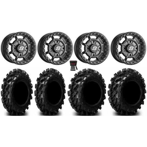 Sedona Rift 14" Wheels Black 27" Swamp Lite Tires Can-Am Maverick X3 / Honda Pioneer 1000 / Talon