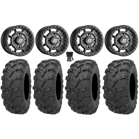 Sedona Rift 14" Wheels Black 28" Bear Claw EVO Tires Sportsman RZR Ranger