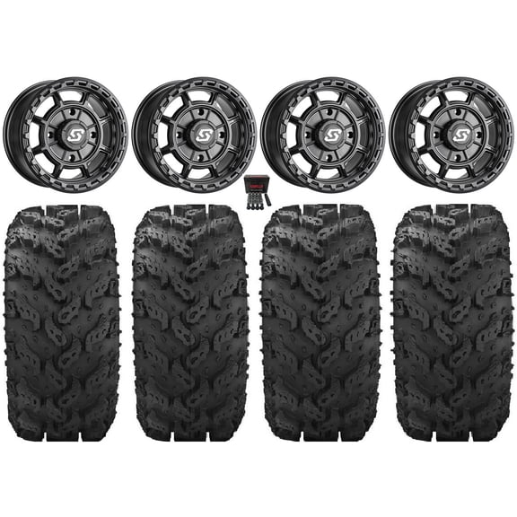 Sedona Rift 14" Wheels Black 28" Reptile Tires Sportsman 550 850 1000
