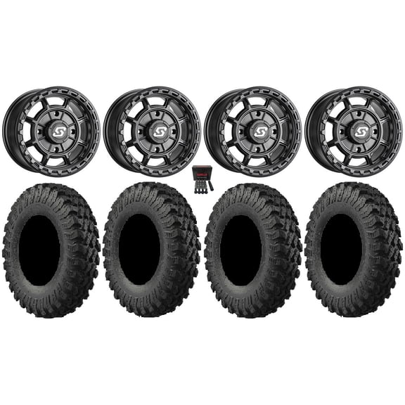 Sedona Rift 14" Wheels Black 32" MotoRally Tires Sportsman 550 850 1000