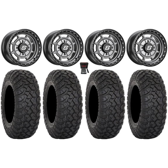 Sedona Rift 14" Wheels Grey 28" RT320 Tires Sportsman RZR Ranger