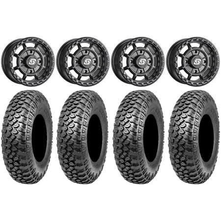 Sedona Rift 15x6 Wheels Black 32" RAZR XT Tires Kawasaki Mule Pro FXT