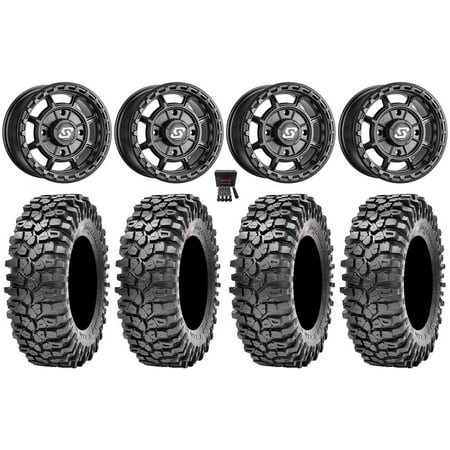Sedona Rift 15x6 Wheels Black 32" Roxxzilla 396 Tires Kawasaki Mule Pro FXT