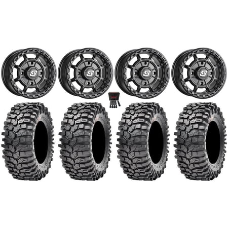 Sedona Rift 15x6 Wheels Black 32" Roxxzilla Tires Kawasaki Mule Pro FXT