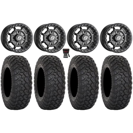 Sedona Rift 15x6 Wheels Black 33" RT320 Tires Kawasaki Mule Pro FXT