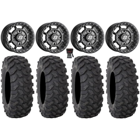 Sedona Rift 15x6 Wheels Black 33" XTR370 Tires Sportsman RZR Ranger