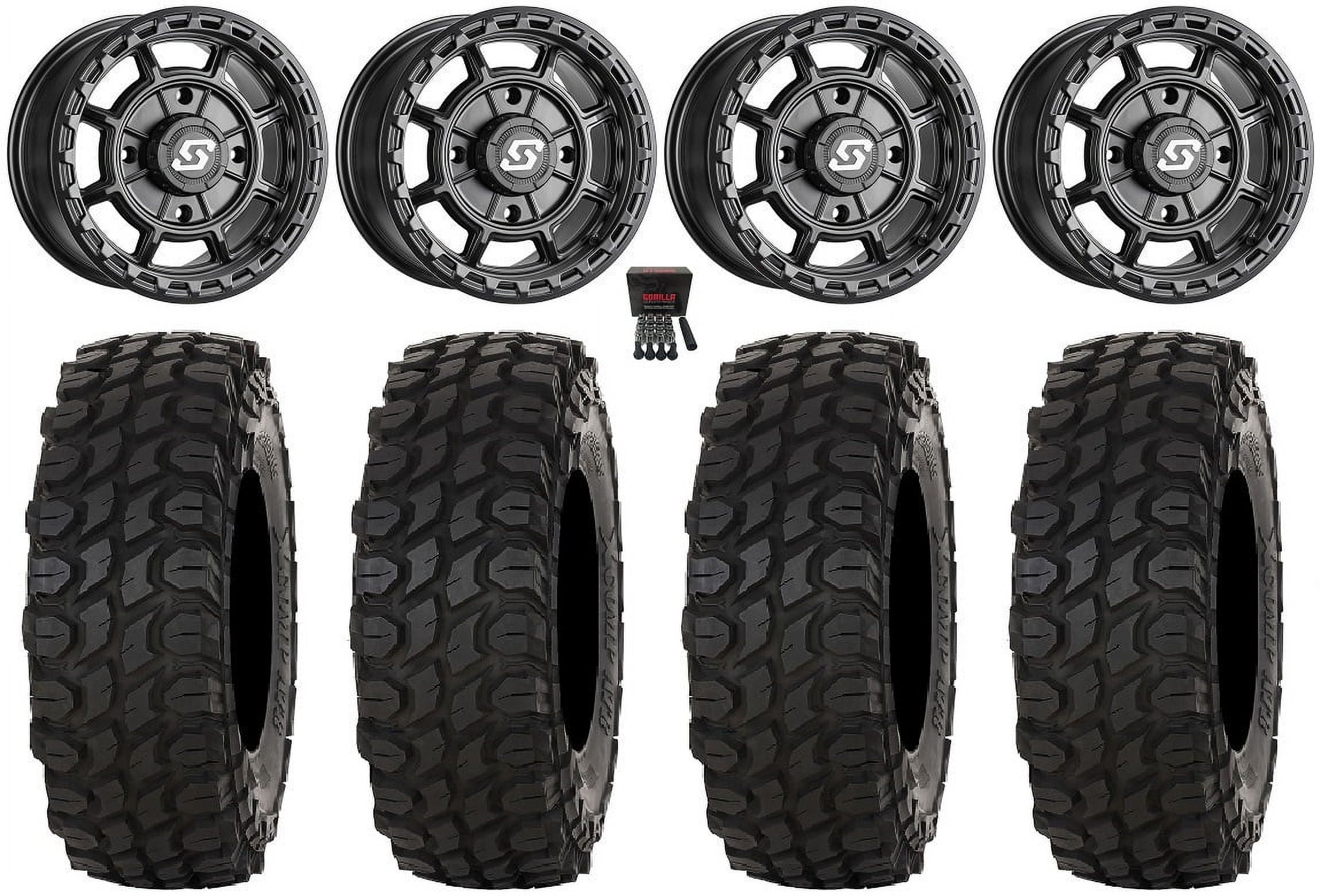 Sedona rift 15x6 wheels black 35 xcomp atr tires can am maverick x3