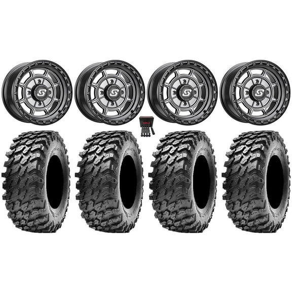 Sedona Rift 15x6 Wheels Grey 32" Rampage Tires Polaris RZR XP 1000 / PRO XP / Ranger XP 900/1000