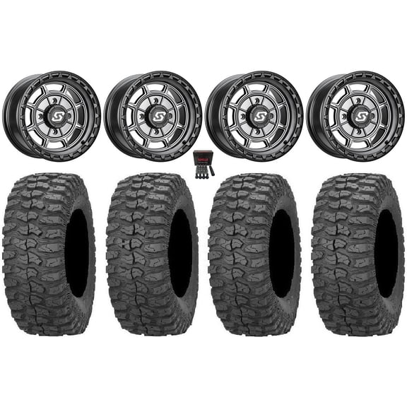 Sedona Rift 15x6 Wheels Grey 32" Rock-A-Billy Tires Sportsman RZR Ranger