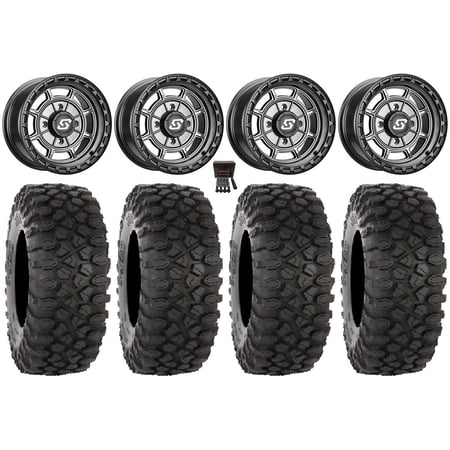 Sedona Rift 15x6 Wheels Grey 35" XC450 Tires Kawasaki Mule Pro FXT