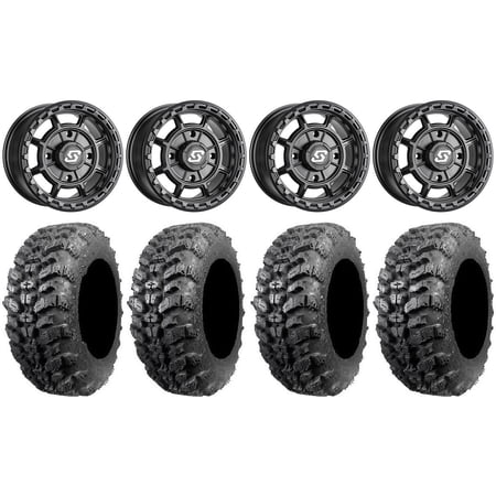 Sedona Rift 15x7 Wheels Black 30" Sniper 920 Tires Kawasaki Mule Pro FXT