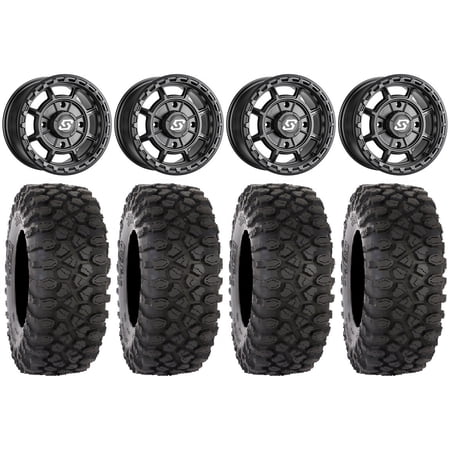 Sedona Rift 15x7 Wheels Black 30" XC450 Tires Sportsman RZR Ranger