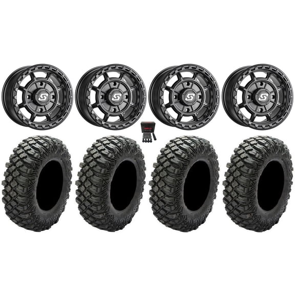Sedona Rift 15x7 Wheels Black 32" Crawler XG Tires Can-Am Commander Maverick Renegade Outlander Defender