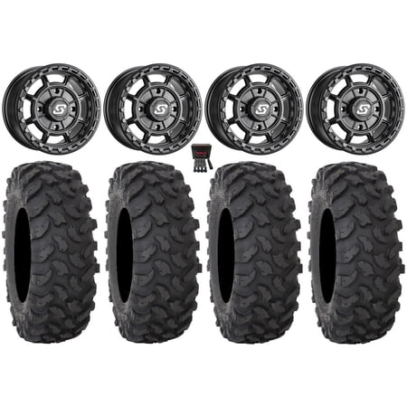 Sedona Rift 15x7 Wheels Black 33" XTR370 Tires Sportsman RZR Ranger